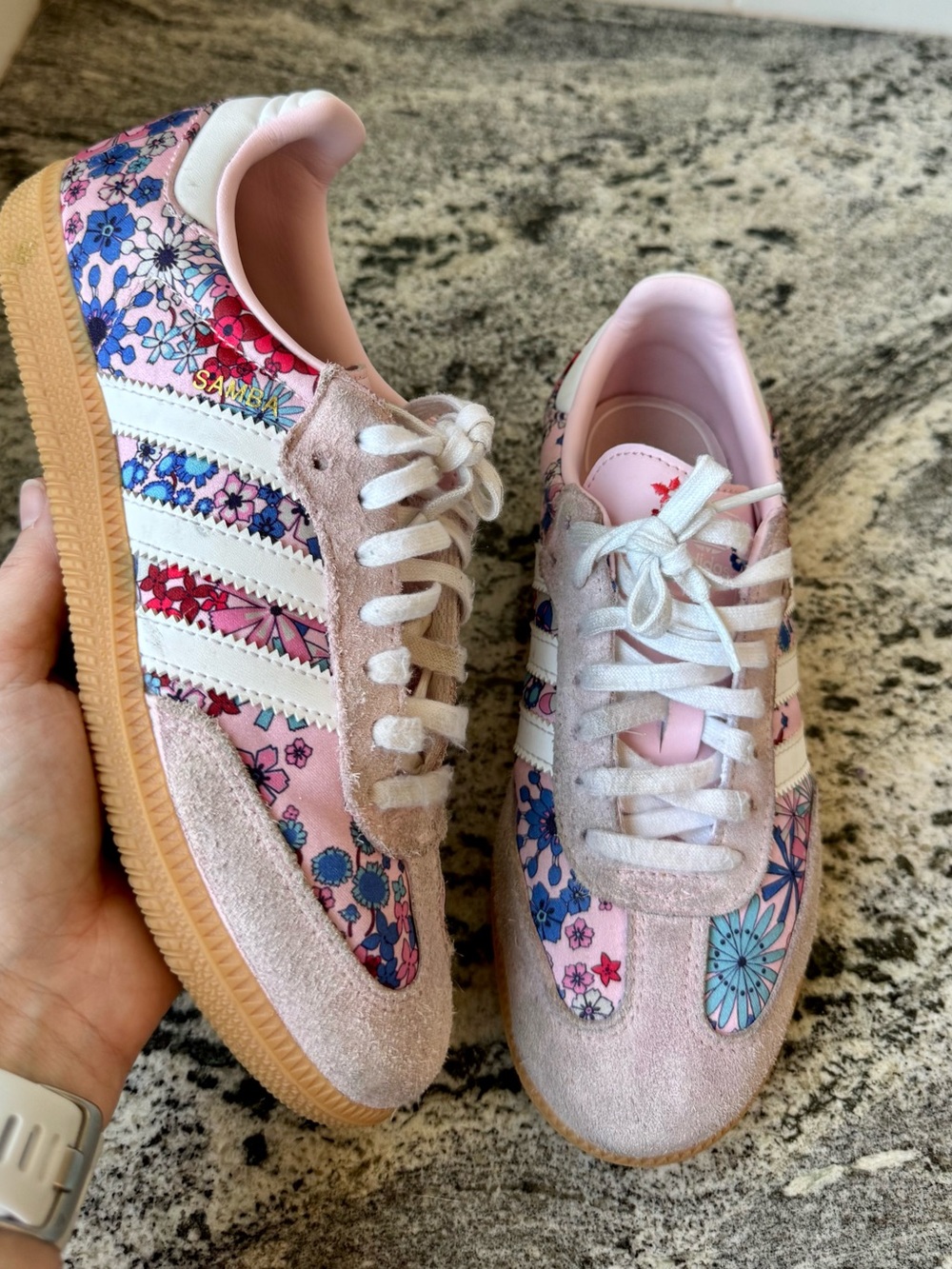 Adidas x Liberty London Samba. Pink floral. Girl’s size 4.5. VGUC